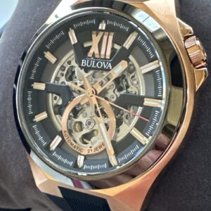 Bulova Men's Maquina Automatic Full Skeleton Black Silicon Watch 46 MM 98A177