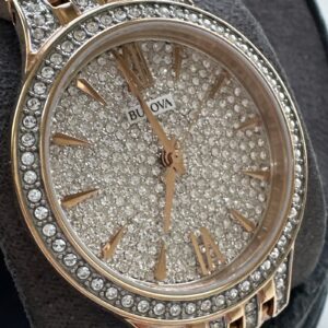Bulova Quartz Women's Pave Dial Crystals Rose Gold Watch 32mm 98L235