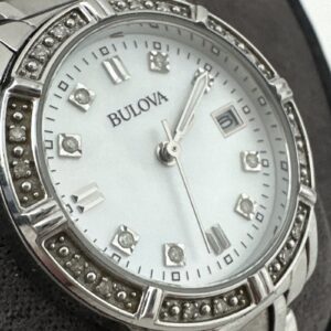 Bulova 96R105 Women's Dress Diamond-Accented MOP Dial Stainless Steel Date Watch