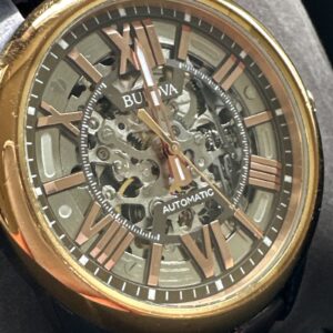 Bulova Men's Classic Automatic Full Skeleton Brown Leather Watch 43 MM 98A165
