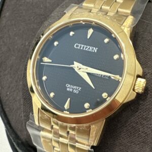 Citizen Women's Quartz Day and Date Black Dial Gold-Tone 27mm Watch EQ0603-59F