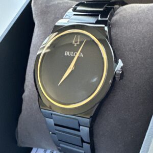 Bulova Men's Modern Quartz Slim Movement BlackStainless Steel Watch 41 MM 98A313