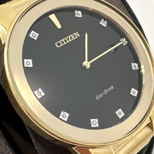 Citizen Eco Drive Mens Axiom Gold Tone Stainless Black Dial Watch AU1062-56G