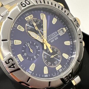 Citizen Men's Quartz Silver Gold Chronograph Calendar Watch 39MM AN3394-59L