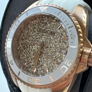 Invicta Women's Watch 22704 Angel Round Analog Rose Gold Tone White Rubber Strap