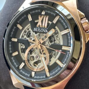 Bulova Men's Maquina Automatic Full Skeleton Black Silicon Watch 46 MM 98A177