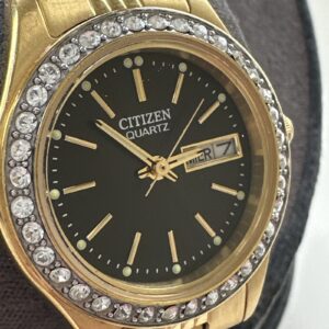 Citizen Quartz Women Crystal Gold Tone Stainless Steel Bracelet Watch Eq0532-55E