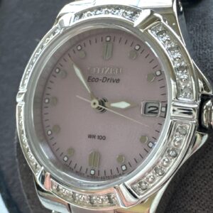 Ladies Citizen EW0890-58X Eco-Drive Stainless Pink Dial Diamond Watch NE011 RIVA