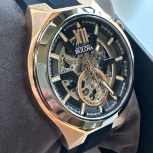 Bulova Men's Maquina Automatic Full Skeleton Black Silicon Watch 46 MM 98A177