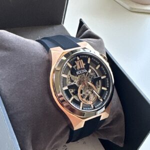 Bulova Men's Maquina Automatic Full Skeleton Black Silicon Watch 46 MM 98A177
