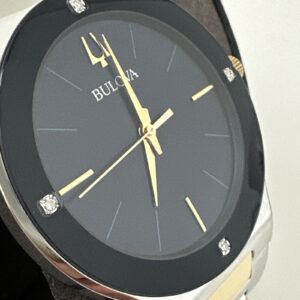 Bulova Millennia Men's Quartz Diamond Two-Tone 43mm Watch 98E117 *Chip Crystal