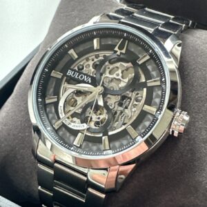 Bulova Men's Classic Automatic Full Skeleton Luminous Silver Watch 43 MM 96A208