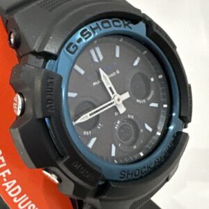 Casio G-Shock Men's Solar Blue Dial Black Resin Strap 46mm Watch AWGM100A-1A