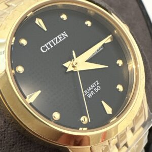 Citizen Women's Quartz Day and Date Black Dial Gold-Tone 27mm Watch EQ0603-59F