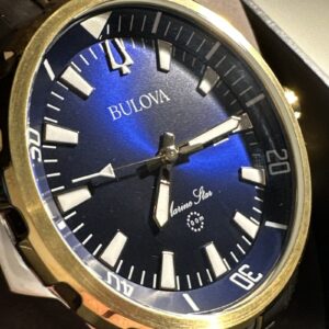 Bulova Marine Star Mens Two Tone Stainless Blue Dial Quartz Watch 98B384 $450