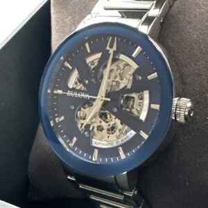 Bulova Men's Modern Automatic Skeleton Silver Stainless Steel Watch 42 MM 96A204