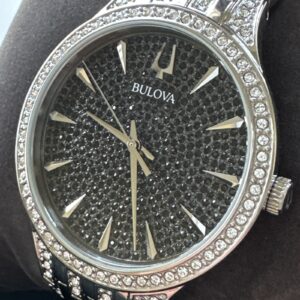 Bulova Phantom Mens Crystal BUL Quartz Silver Stainless Steel Watch 40 MM 96A227